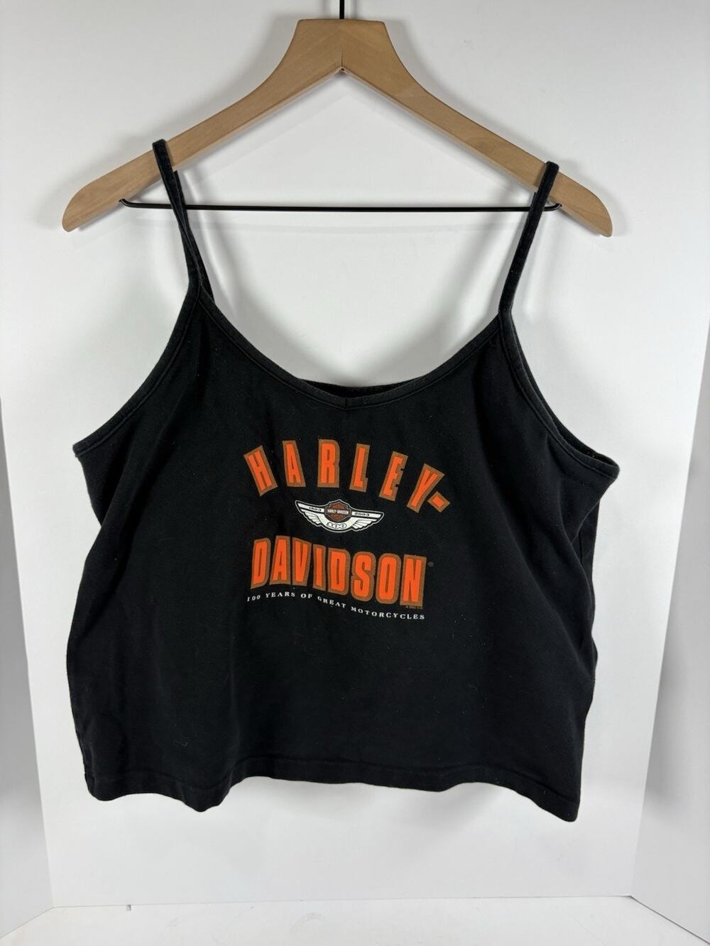 Harley Davidson 100th Anniversary Tank Top Womens XL Black Made USA Y2K